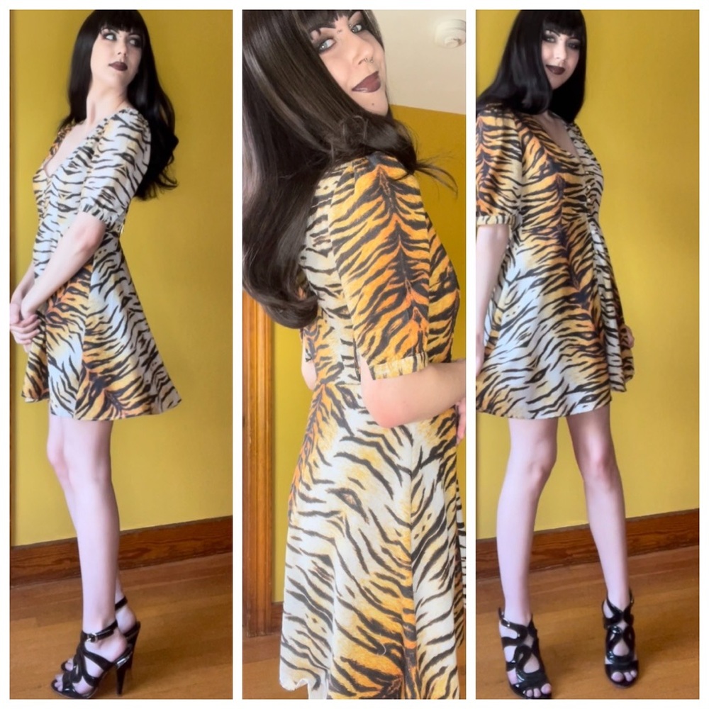 Tiger Print Baby Doll Dress